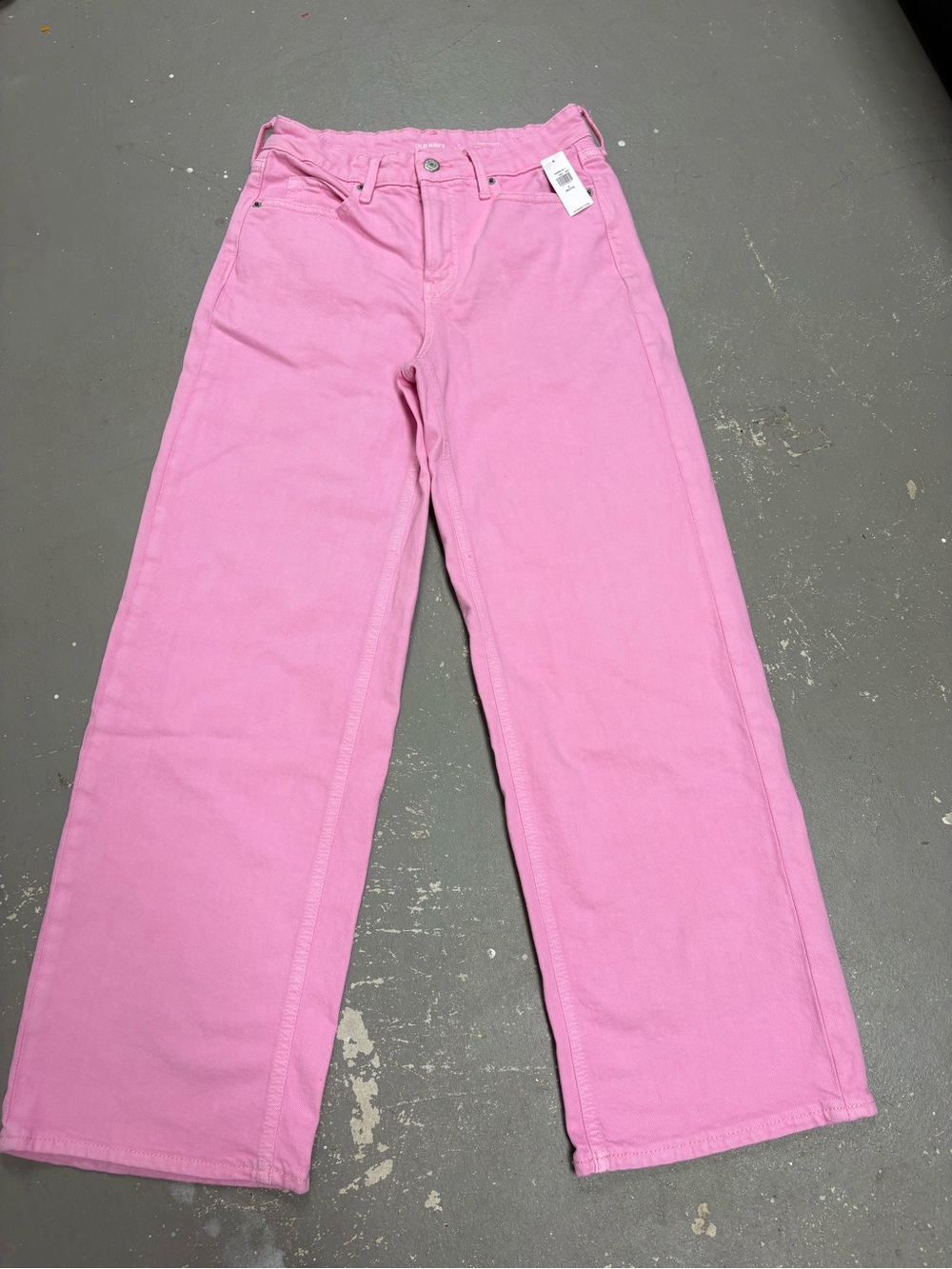 Old Navy Pink High Rise Sky High Wide Leg Jeans NWT Preppy Womens Size 2P